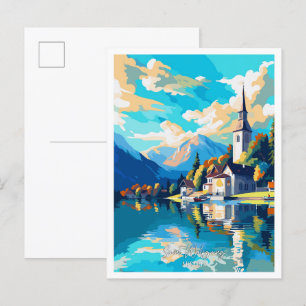 St. Wolfgang Austria Vintage Travel Illustration Postkarte