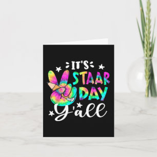 Staar Day Yall Gefärbte Krawatte Peace Sign Teache Karte