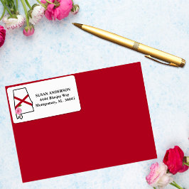 Staat Alabama Flag mit Staat Blume Camellia Adressaufkleber