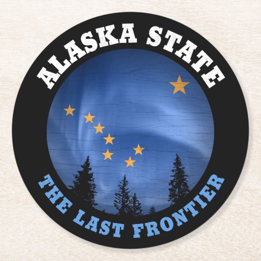 STAAT ALASKA FLAG RUNDER PAPPUNTERSETZER (Vorderseite)