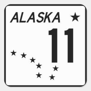Staat Alaska Route 11 Quadratischer Aufkleber