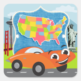 Staat Bingo und Road Trip US-Sticker-Set Quadratischer Aufkleber