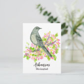 Staat Bird of Arkansas Mockingbird Apple Blossom Postkarte (Stehend Vorderseite)