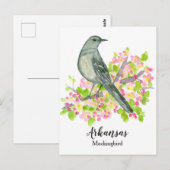 Staat Bird of Arkansas Mockingbird Apple Blossom Postkarte (Vorne/Hinten)
