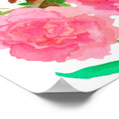 Staat Bird of Indiana Red Kardinal Peonies Poster (Ecke)