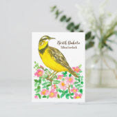 Staat Bird of North Dakota Meadowlark Rose Postkarte (Stehend Vorderseite)
