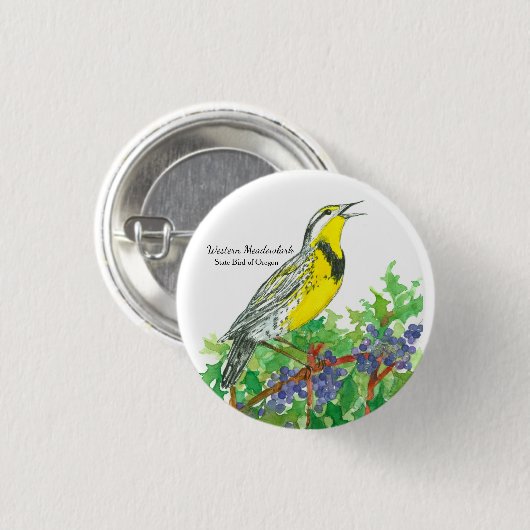 Staat Bird of Oregon Meadowlark Button (Vorne & Hinten)