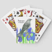 Staat Bird of Tennessee Mockingbird Iris Blume Spielkarten (Rückseite)