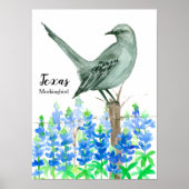 Staat Bird of Texas Mockingbird Poster (Vorne)