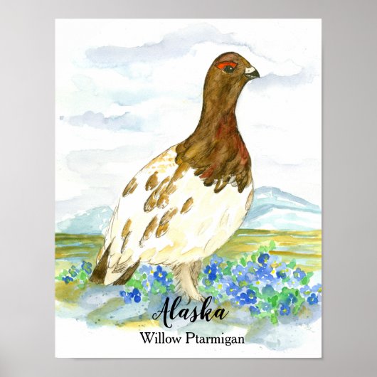 Staat Bird von Alaska Willow Ptarmigan Poster (Vorne)