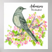 Staat Bird von Arkansas Mockingbird Blume Poster (Vorne)