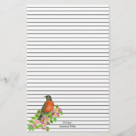 Staat Bird von Michigan American Robin Lined Briefpapier
