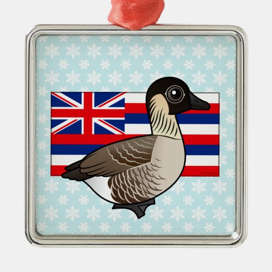 Staat Birdorable von Hawaii: Nene Silbernes Ornament (Vorne)
