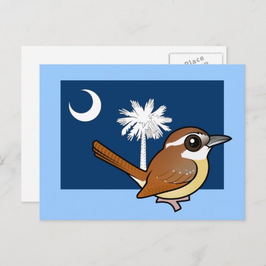 Staat Birdorable von South Carolina: Carolina Wren Postkarte (Vorne/Hinten)