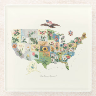 Staat-Blumen-Karte - unser nationaler Blumenstrau Glasuntersetzer