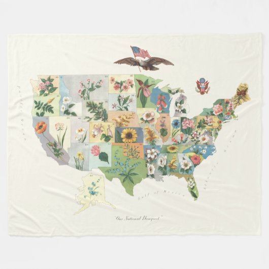 Staat-Blumen-Karte - unser nationaler Blumenstrauß Fleecedecke (Vorderseite (Horizontal))