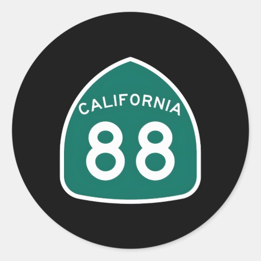 Staat California Route 88 ~ Autobahn 88 Runder Aufkleber (Vorderseite)