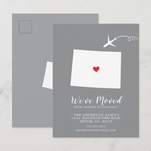 Staat COLORADO Postkarte verschieben (Vorne/Hinten)