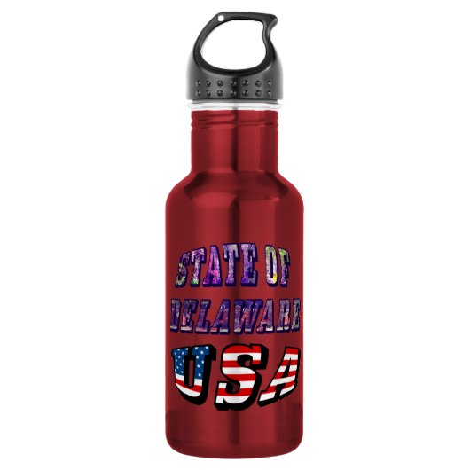 Staat Delaware Picture und USA Flag Text Edelstahlflasche (Vorderseite)