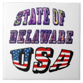 Staat Delaware Picture und USA Flag Text Fliese (Vorderseite)