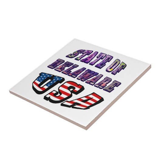 Staat Delaware Picture und USA Flag Text Fliese (Seite)