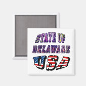 Staat Delaware Picture und USA Flag Text Magnet (Vorderseite/Rückseite)