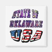 Staat Delaware Picture und USA Flag Text Magnet (Vorne)
