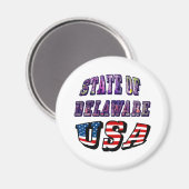 Staat Delaware Picture und USA Flag Text Magnet (Vorderseite/Rückseite)