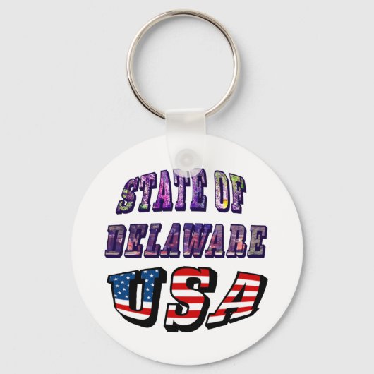 Staat Delaware Picture und USA Flag Text Schlüsselanhänger (Vorderseite)