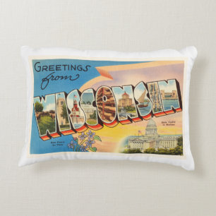 Staat der alten Vintagen Reise-Andenkens Wisconsin Dekokissen