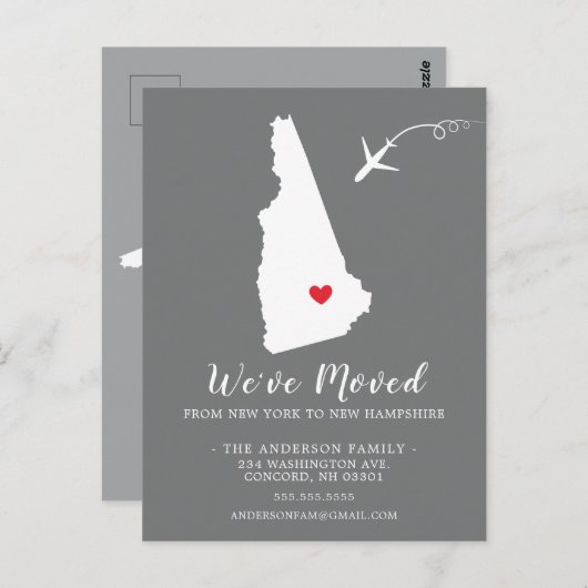Staat der Ankündigung verschieben NEUE HAMPSHIRE-P Postkarte (Vorne/Hinten)