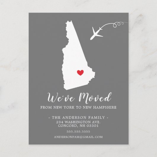 Staat der Ankündigung verschieben NEUE HAMPSHIRE-P Postkarte (Vorderseite)