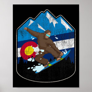 Staat der Colorado Flag Snowboarden Geschenk Bigfo Poster