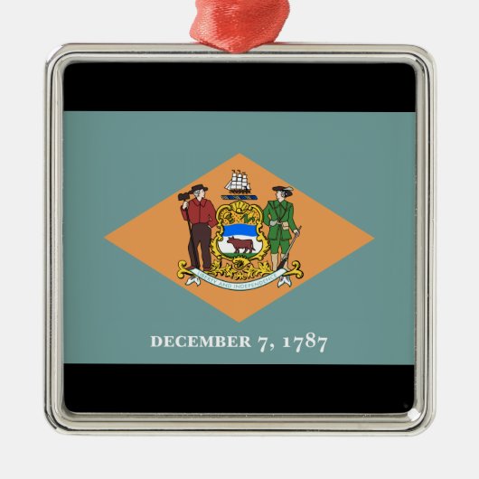 Staat der Delaware-Flagge Ornament Aus Metall (Vorne)