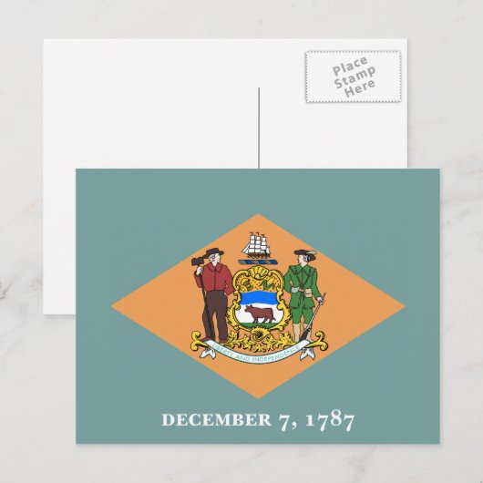Staat der Delaware-Flagge Postkarte (Vorne/Hinten)