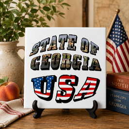 Staat der Fahne Georgiens und USA Fliese