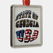 Staat der Fahne Georgiens und USA Silbernes Ornament (Rechts)