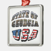 Staat der Fahne Georgiens und USA Silbernes Ornament (Links)