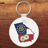 Staat der georgischen Flagge mit Staat Blume Chero Schlüsselanhänger (Vorderseite)