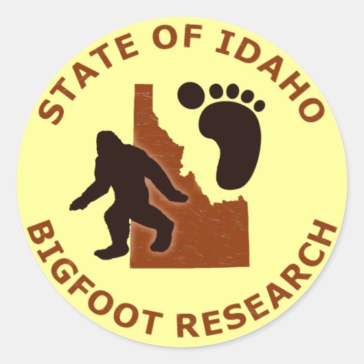 Staat der Idaho Bigfoot Research Runder Aufkleber (Vorderseite)