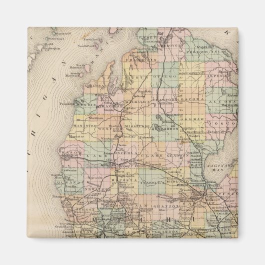 Staat der Michigan Atlas Karte Magnet (Vorne)