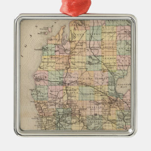 Staat der Michigan-Atlas-Karte Ornament Aus Metall