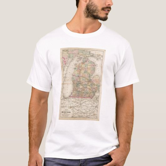 Staat der Michigan-Atlas-Karte T-Shirt (Vorderseite)