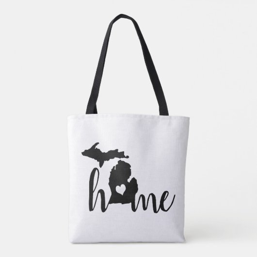 Staat der Michigan Black Silhouette "Zuhause" Tasche (Rückseite)