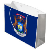Staat der Michigan-Flagge Große Geschenktüte (Rückseite Schrägansicht)