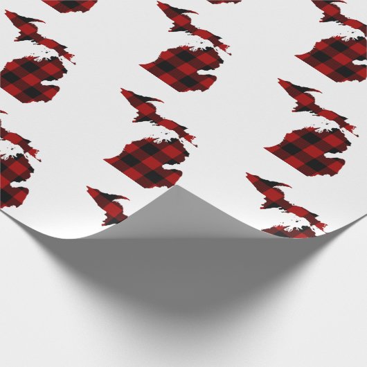 Staat der Michigan-Form in Büffel-kariert Geschenkpapier (Ecke)