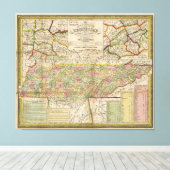 Staat der Tennessee-Karte (1851) Leinwanddruck (Insitu (Holzboden))