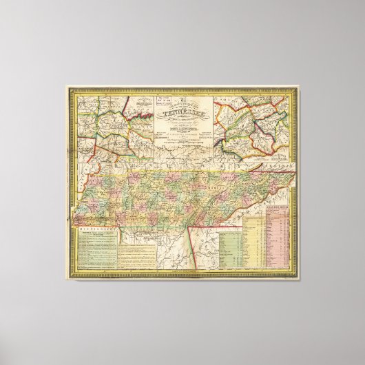 Staat der Tennessee-Karte (1851) Leinwanddruck (Vorderseite)