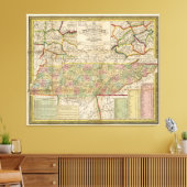 Staat der Tennessee-Karte (1851) Leinwanddruck (Insitu (Wohnzimmer))