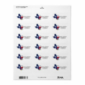 Staat der Texas-Flagge mit Staat Blume Bluebonnet Adressaufkleber (Vorne)